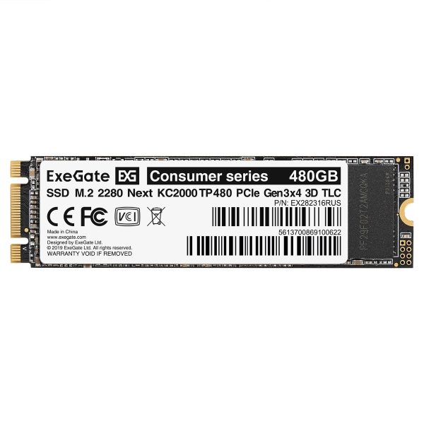 Накопитель SSD M.2 2280 480GB ExeGate® Next KC2000TP480 (EX282316RUS) — изображение 2