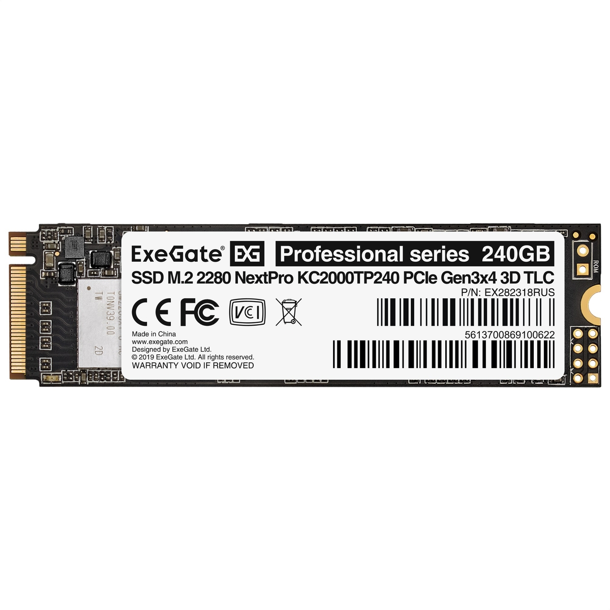 Накопитель SSD M.2 2280 240GB ExeGate® NextPro KC2000TP240 (EX282318RUS) — изображение 2