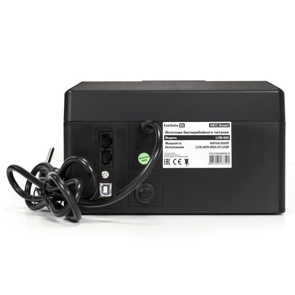 ИБП ExeGate NEO Smart LHB-600.LCD.AVR.8SH.CH.RJ.USB (EX293856RUS) — изображение 3