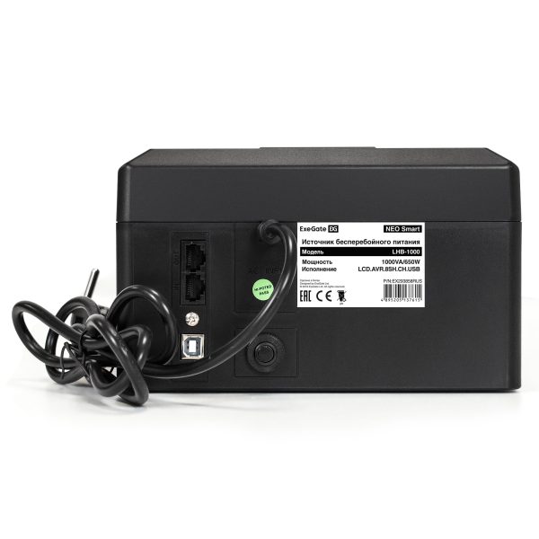 ИБП ExeGate NEO Smart LHB-1000.LCD.AVR.8SH.CH.RJ.USB (EX293858RUS) — изображение 3