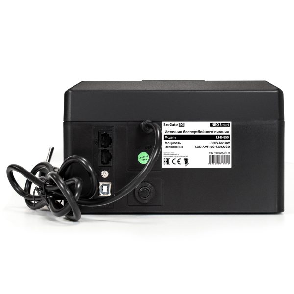 ИБП ExeGate NEO Smart LHB-850.LCD.AVR.8SH.CH.RJ.USB (EX295014RUS) — изображение 3