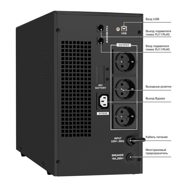 ИБП ExeGate SineTower SN-3000.LCD.AVR.3SH.1C13.RJ.USB (EX295984RUS) — изображение 3