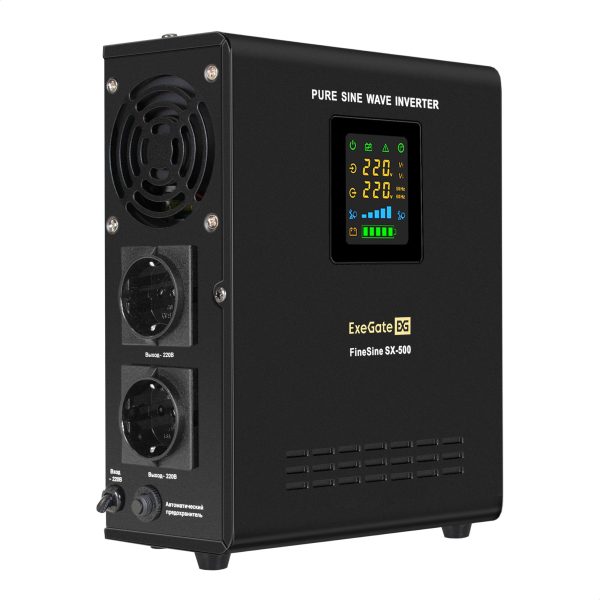 ИБП ExeGate FineSine SX-500.LCD.AVR.2SH , крепление настенное/универсальное, Black (EX295995RUS)