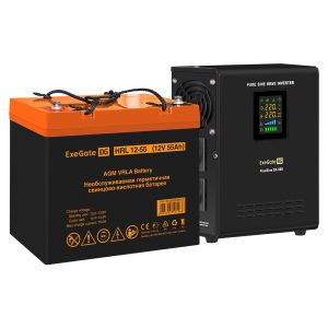 Комплект ИБП ExeGate FineSine SX-500.LCD.AVR.2SH + Батарея 55Aч, 1 шт. ), 1шт. (EX296501RUS)
