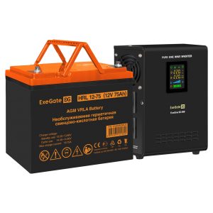 Комплект ИБП ExeGate FineSine SX-500.LCD.AVR.2SH + Батарея 75Aч, 1 шт. ), 1шт. (EX296505RUS)