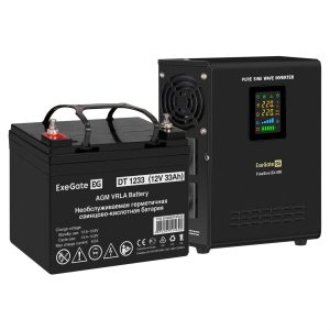 Комплект ИБП EX295996RUS + батарея 33Aч EX282974RUS 1шт (инвертор, синус, для котла, настенный) ExeGate FineSine SX-800.LCD.AVR.2SH  <EX296518RUS>