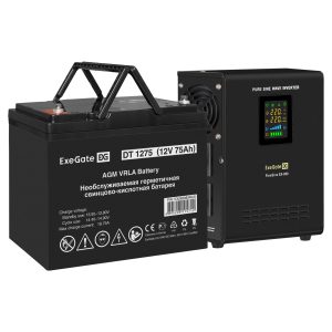 Комплект ИБП ExeGate FineSine SX-800.LCD.AVR.2SH + Батарея 75Aч, 1 шт. ), 1шт. (EX296527RUS)