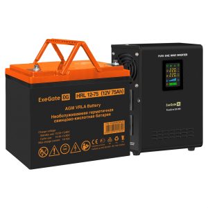 Комплект ИБП ExeGate FineSine SX-800.LCD.AVR.2SH + Батарея 75Aч, 1 шт. ), 1шт. (EX296528RUS)