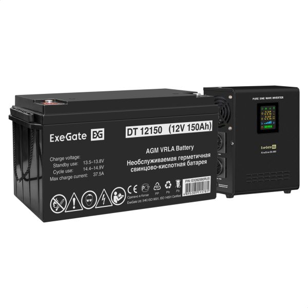 Комплект ИБП ExeGate FineSine SX-800.LCD.AVR.2SH + Батарея 150Aч, 1 шт. ), 1шт. (EX296536RUS)