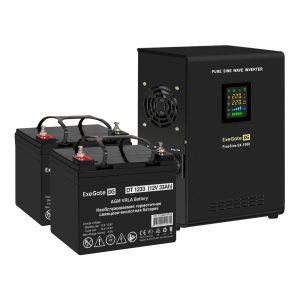 Комплект ИБП EX295997RUS + батарея 33Aч EX282974RUS 1шт (инвертор, синус, для котла, настенный) ExeGate FineSine SX-1000.LCD.AVR.2SH  <EX296541RUS>