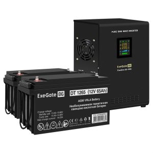 Комплект ИБП ExeGate FineSine SX-1000.LCD.AVR.2SH + Батарея 65Aч, 1 шт. ), 1шт. (EX296548RUS)