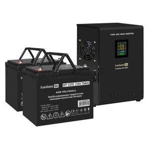 Комплект ИБП ExeGate FineSine SX-1000.LCD.AVR.2SH + Батарея 75Aч, 1 шт. ), 1шт. (EX296550RUS)