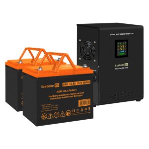 Комплект ИБП ExeGate FineSine SX-1000.LCD.AVR.2SH + Батарея 80Aч, 1 шт. ), 1шт. (EX296552RUS)
