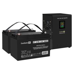 Комплект ИБП ExeGate FineSine SX-1000.LCD.AVR.2SH + Батарея 100Aч, 1 шт. ), 1шт. (EX296554RUS)