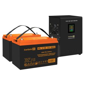 Комплект ИБП ExeGate FineSine SX-1000.LCD.AVR.2SH + Батарея 100Aч, 1 шт. ), 1шт. (EX296555RUS)