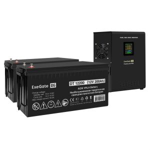 Комплект ИБП ExeGate FineSine SX-1000.LCD.AVR.2SH + Батарея 200Aч, 1 шт. ), 1шт. (EX296561RUS)