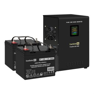 Комплект ИБП EX295998RUS + батарея 33Aч EX282974RUS 2шт (инвертор, синус, для котла, настенный) ExeGate FineSine SX-1500.LCD.AVR.2SH  <EX296564RUS>