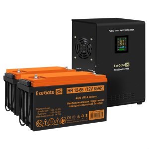 Комплект ИБП ExeGate FineSine SX-1500.LCD.AVR.2SH + Батарея 65Aч, 2 шт. ), 2шт. (EX296572RUS)