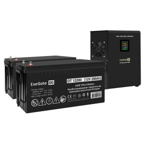 Комплект ИБП ExeGate FineSine SX-1500.LCD.AVR.2SH + Батарея 200Aч, 2 шт. ), 2шт. (EX296584RUS)