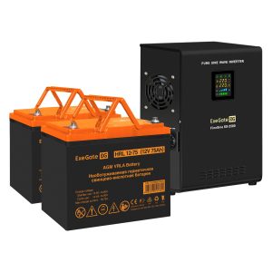 Комплект ИБП ExeGate FineSine SX-2500.LCD.AVR.2SH + Батарея 75Aч, 2 шт. ), 2шт. (EX296620RUS)