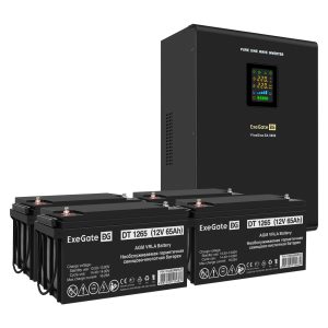 Комплект ИБП ExeGate FineSine SX-5000.LCD.AVR.2SH.T + Батарея 65Aч, 4 шт. ), 4шт. (EX296663RUS)