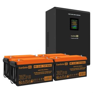 Комплект ИБП ExeGate FineSine SX-5000.LCD.AVR.2SH.T + Батарея 65Aч, 4 шт. ), 4шт. (EX296664RUS)