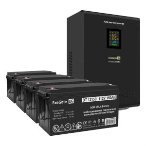 Комплект ИБП ExeGate FineSine SX-5000.LCD.AVR.2SH.T + Батарея 150Aч, 4 шт. ), 4шт. (EX296674RUS)