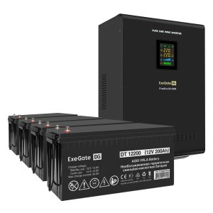 Комплект ИБП ExeGate FineSine SX-5000.LCD.AVR.2SH.T + Батарея 200Aч, 4 шт. ), 4шт. (EX296676RUS)