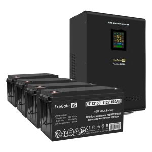 Комплект ИБП ExeGate FineSine SX-7000.LCD.AVR.2SH.T + Батарея 150Aч, 4 шт. ), 4шт. (EX296697RUS)
