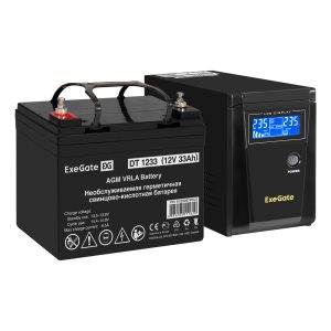 Комплект ИБП EX295986RUS + батарея 33Aч EX282974RUS 1шт (инвертор, синус, для котла) ExeGate SineTower SZ-600.LCD.AVR.1SH  <EX296768RUS>