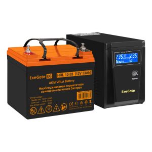Комплект ИБП ExeGate SineTower SZ-600.LCD.AVR.1SH + Батарея 33Aч, 1 шт. ), 1шт. (EX296769RUS)