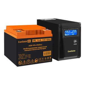 Комплект ИБП ExeGate SineTower SZ-600.LCD.AVR.1SH + Батарея 45Aч, 1 шт. ), 1шт. (EX296772RUS)