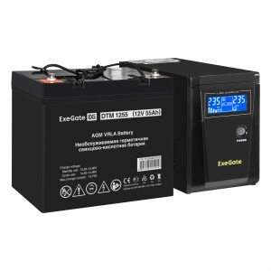 Комплект ИБП ExeGate SineTower SZ-600.LCD.AVR.1SH + Батарея 55Aч, 1 шт. ), 1шт. (EX296773RUS)