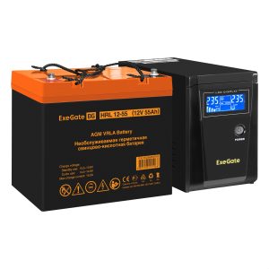 Комплект ИБП ExeGate SineTower SZ-600.LCD.AVR.1SH + Батарея 55Aч, 1 шт. ), 1шт. (EX296774RUS)