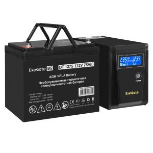 Комплект ИБП ExeGate SineTower SZ-600.LCD.AVR.1SH + Батарея 75Aч, 1 шт. ), 1шт. (EX296777RUS)