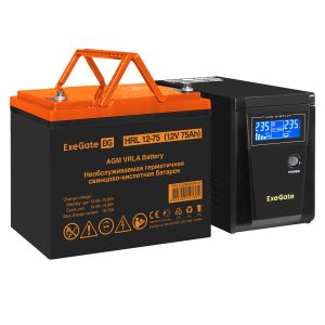 Комплект ИБП ExeGate SineTower SZ-600.LCD.AVR.1SH + Батарея 75Aч, 1 шт. ), 1шт. (EX296778RUS)
