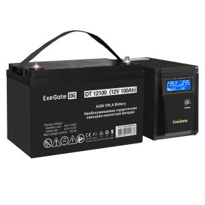 Комплект ИБП ExeGate SineTower SZ-600.LCD.AVR.1SH + Батарея 100Aч, 1 шт. ), 1шт. (EX296781RUS)