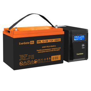 Комплект ИБП ExeGate SineTower SZ-600.LCD.AVR.1SH + Батарея 100Aч, 1 шт. ), 1шт. (EX296782RUS)