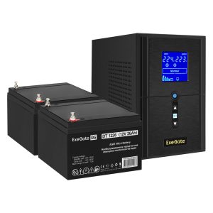 Комплект ИБП ExeGate SineTower SZ-1000.LCD.AVR.2SH.1C13.USB + Батарея 26Aч, 2 шт. ), 2шт. (EX296789RUS)