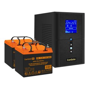 Комплект ИБП ExeGate SineTower SZ-1000.LCD.AVR.2SH.1C13.USB + Батарея 33Aч, 2 шт. ), 2шт. (EX296792RUS)