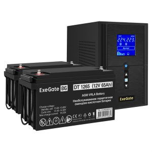Комплект ИБП ExeGate SineTower SZ-1000.LCD.AVR.2SH.1C13.USB + Батарея 65Aч, 2 шт. ), 2шт. (EX296798RUS)