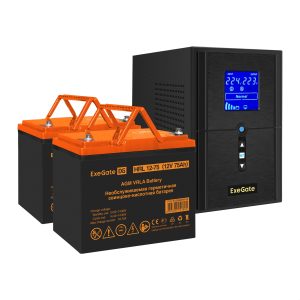 Комплект ИБП ExeGate SineTower SZ-1000.LCD.AVR.2SH.1C13.USB + Батарея 75Aч, 2 шт. ), 2шт. (EX296801RUS)