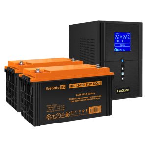 Комплект ИБП ExeGate SineTower SZ-1000.LCD.AVR.2SH.1C13.USB + Батарея 120Aч, 2 шт. ), 2шт. (EX296807RUS)