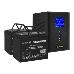 Комплект ИБП ExeGate SineTower SZ-1500.LCD.AVR.2SH.1C13.USB + Батарея 75Aч, 2 шт. ), 2шт. (EX296823RUS)