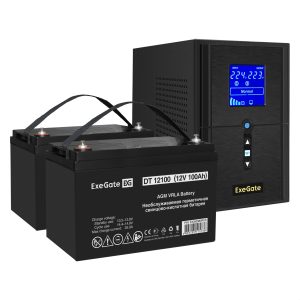 Комплект ИБП ExeGate SineTower SZ-1500.LCD.AVR.2SH.1C13.USB + Батарея 100Aч, 2 шт. ), 2шт. (EX296827RUS)