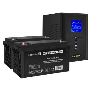 Комплект ИБП ExeGate SineTower SZ-1500.LCD.AVR.2SH.1C13.USB + Батарея 120Aч, 2 шт. ), 2шт. (EX296829RUS)