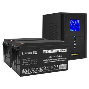Комплект ИБП ExeGate SineTower SZ-1500.LCD.AVR.2SH.1C13.USB + Батарея 150Aч, 2 шт. ), 2шт. (EX296832RUS)