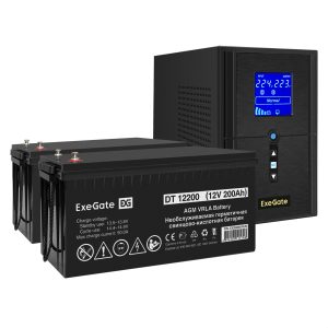 Комплект ИБП ExeGate SineTower SZ-1500.LCD.AVR.2SH.1C13.USB + Батарея 200Aч, 2 шт. ), 2шт. (EX296834RUS)