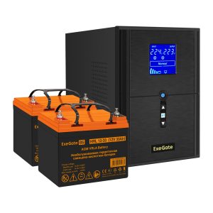 Комплект ИБП ExeGate SineTower SZ-2000.LCD.AVR.3SH.1C13.USB + Батарея 33Aч, 2 шт. ), 2шт. (EX296838RUS)