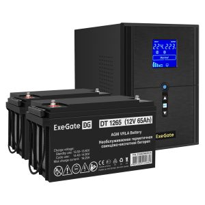 Комплект ИБП ExeGate SineTower SZ-2000.LCD.AVR.3SH.1C13.USB + Батарея 65Aч, 2 шт. ), 2шт. (EX296844RUS)